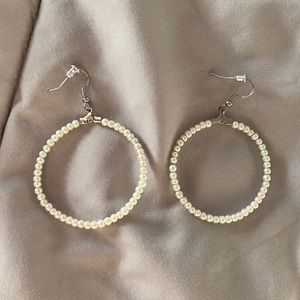 Faux Pearl Hoop Earrings